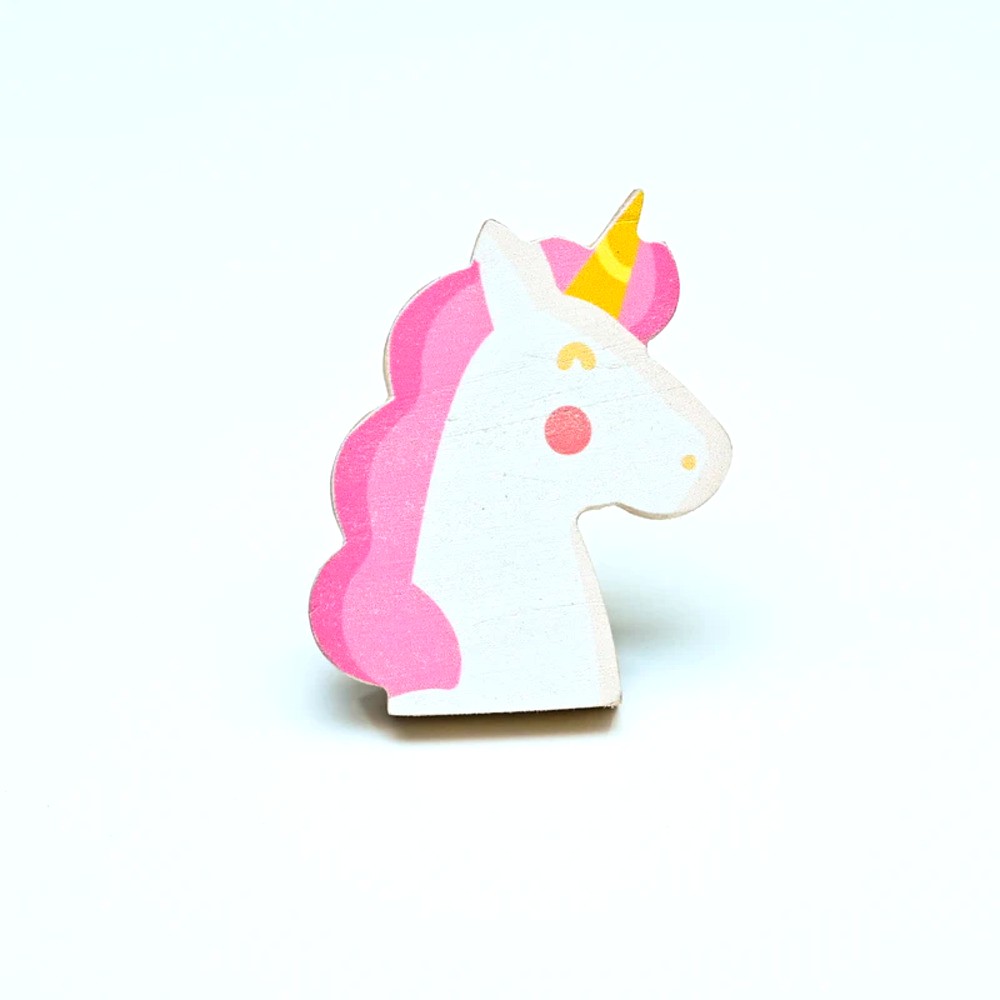 Handmade Pine Wood Pink Unicorn Knob for Kids Furniture